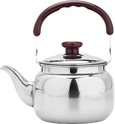 OOOFFFFFFFF Stove Top Kettle Stainless Steel Teapot Kitchen Metal Stovetop Tea Pot Gas Kettle (Silver 0.75L 9.5X8.2CM)