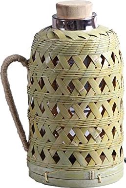 OOOFFFFFFFF Bamboo Braided Hot Water Bottle Retro Kettle Glass Liner Water Bottle Tea Room Thermos Woven Kettle Suitable for Household Use Style b (Style C)