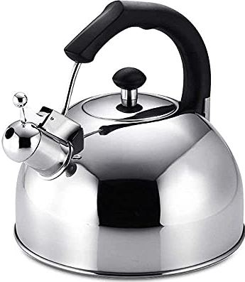 OOOFFFFFFFF Tea Kettle for Stovetop Whistling Tea Kettle with Heat-Proof Handle Stainless Steel Teapot Kitchen Kettle Induction Cooker Kettle Gas Stove Kettle (Silver 5.0L)