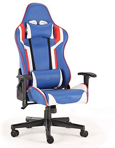MRTYU-UY Gaming Chair Gaming Chair Racestoel Bureaustoel Ergonomische hoge rugleuning PU-leer Roterende ergonomische gamingstoel (Kleur: Blauw, Maat: 123-133x60x50cm) (Blauw 123)
