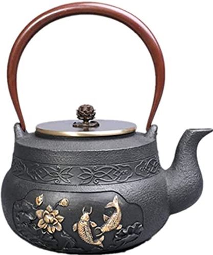 OOOFFFFFFFF Cast Iron Teapot Uncoated Cast Iron Tea Kettle Tea Kettle Stovetop Safe 1.2L Very Suitable for Home and Outdoor Use