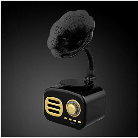 zoudelong21321 Bluetooth Speaker Retro Bluetooth Speaker Portable Mini Wireless Gramophone Speaker met TF Slot Portable GK99 Kan het overal gebruiken, luider zonder enige verv (Color : Black)