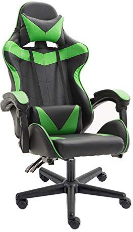 MRTYU-UY Gaming Chair Lederen Liggende Gaming Gaming Seat Bureaustoel Racing Chair Comfortabele Ergonomische Gaming Chair (Kleur: Geel, Maat: 125-133x70cm) (Groen 125)