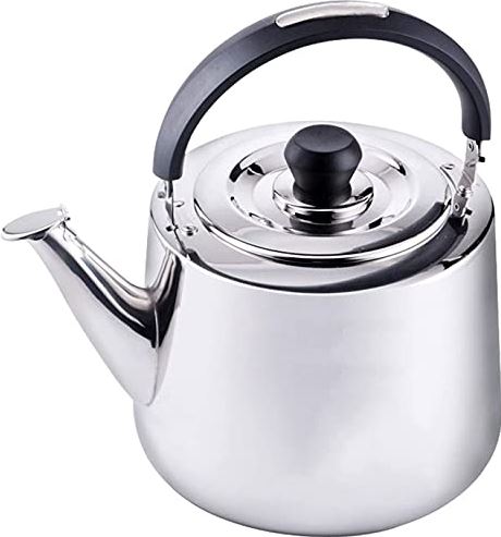 OOOFFFFFFFF Whistling Kettle for Gas Hob Large Capacity Stainless Steel Whistle Tea Kettle Anti-Scald Handle Suitable for Stove Top Teapot Induction Hob Kettle (Silver 6L) (Silver 3L)