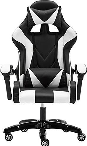 MRTYU-UY Gaming Chair Home Racing Chair Internet Cafe Gaming Chair Game Chair Game Lazy Chair Can Travel Roterende stoel Ergonomische gamingstoel (kleur: zwart, maat: één maat) (wit één maat)