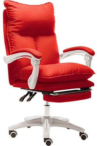 RTYUIO Ergonomische gamingstoel met rugleuning Computerstoel, PU-lederen draaistoel, met gedempte armleuningen en voetsteunen, voor kantoorfamilie (rood)