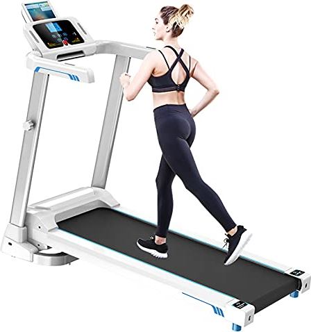 QAQQQQFGG Electric Treadmill Foldable Exercise Trainning Machine with Bluetooth Connection Wireless Speaker Adjustable Speed Level LED Screen and Silent for Home or Office