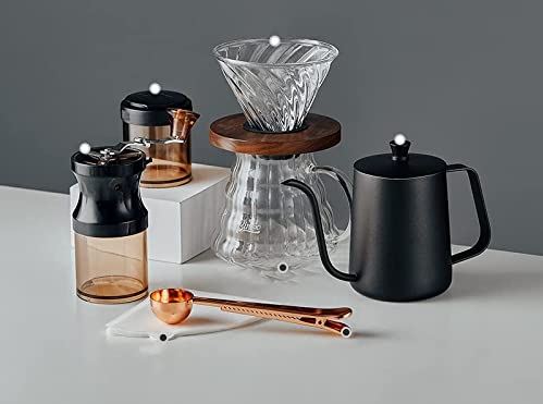 RSTJ-Sjaop Overgietkoffiezetapparaat Kit | Kit bevat 21 oz zwanenhals waterkoker, koffiemolen en 18 oz koffie sealer | Geweldig alternatief voor een koffiezetapparaat,Set I