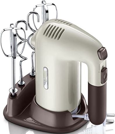 OOOFFFFFFFF Hand Mixer Electric 200W Power Handheld Mixer with Turbo 5-Speed Egg Beater Mixing for Dough Egg Cake 4 Accessories (Whisk Dough Hooks)