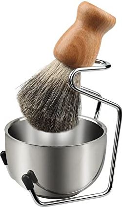 QAQQQQFGG Men Shaving Brush Kit Hair Shaving Brush with Solid Wood Handle Shaving Bowl and Stainless Steel Shaving Stand Kit Perfect for Men Gift (Color : A)