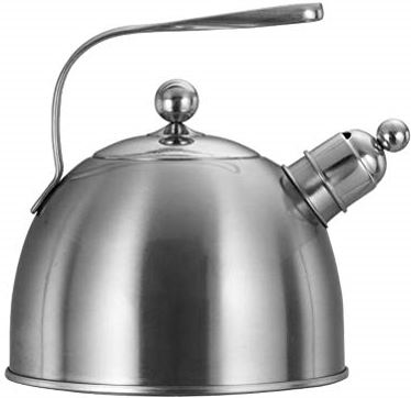 OOOFFFFFFFF 2.3 Liter Tea Kettle Food Grade Stainless Steel Stove Whistle Teapot with Ergonomic Handle and Removable Whistle Silver