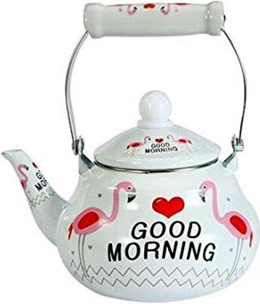 OOOFFFFFFFF Kettle Enamel Kettle Exquisite Flamingo Design 2L Large Capacity with Anti-scalding Handle Kettle teapot Coffee Pot Water Open Whistle for Home Office