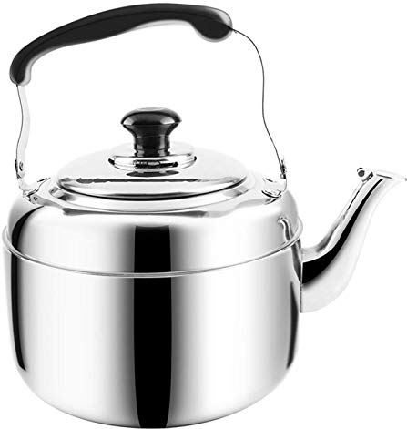 OOOFFFFFFFF Food Grade Stainless Steel Whistling Kettle with Ergonomic Heat-Resistant Handle Suitable for Stove Surface (Silver 7.5L) (Silver 5L)