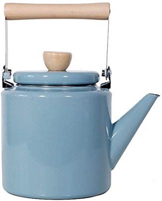 OOOFFFFFFFF Kettle Enamel Kettle Sky Blue Pot 2L Large Capacity with Anti-scalding Wood Handle teapot Coffee Pot Suitable for Home Hob Or Stove Top Traditional/Retro Spout Teapot