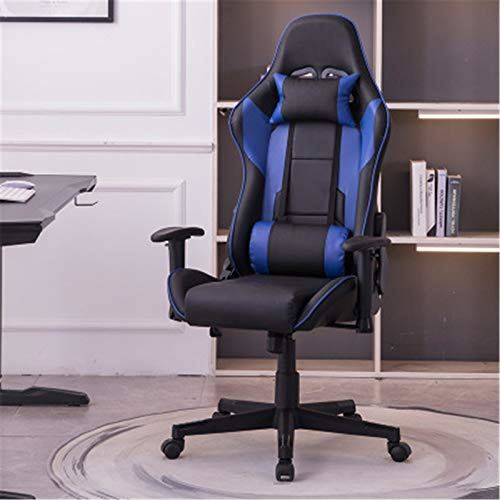 MRTYU-UY Gamingstoel Gamingstoel Computerstoel 180 graden achterover leunen Comfortabel heffen en draaien Ergonomische gamingstoel (Kleur: Zwart, Maat: Eén maat) (Blauw één maat)