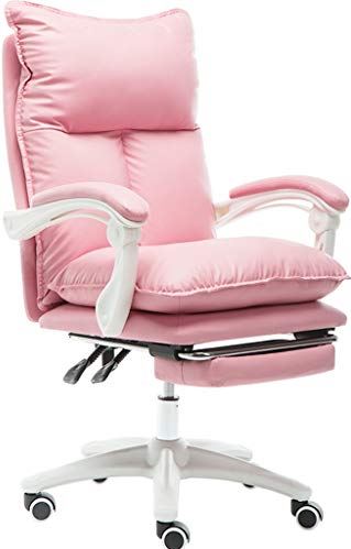 zjliudp Ergonomische gamingstoel met rugleuning Computerstoel, PU-lederen draaistoel, met gedempte armleuningen en voetsteunen, voor kantoorfamilie (roze)