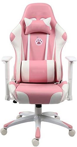 zjliudp roze gaming stoel bureaustoel, ergonomische verstelbare racestoel met lendensteun hoofdsteun armsteun draaibare taakstoel voor dames heren meisjes volwassenen