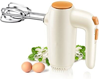 OOOFFFFFFFF Mini Electric Hand Mixer 5-Speed 125W Lightweight with Soft-Grip Anti-Slip Handle Includes Accessories to Beat Whisk and Dough Hooks to Knead