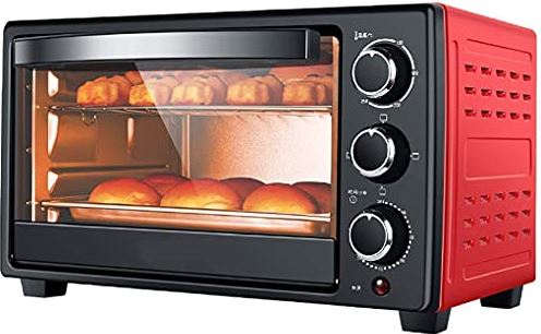 SUNWEIHAOA Mini-Oven 23 L, Elektrische Oven 1300 W Instelbare Temperatuur 70-250 ? En 60 Minuten Timer Met 3 Verwarmingsfuncties Voor Bakken Koken Grill (Zwart) (Rood) Esthetisch En Praktisch