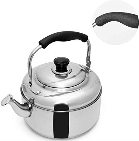 OOOFFFFFFFF Tea Kettle Stovetop Whistling Stove Top Camping Kettle Stainless Steel Straight Pour Spout Hot Water Kettle Teapot with Ergonomic Handle 7L