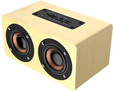 OOOFFFFFFFF Portable Wireless Bluetooth Speakers Wooden Subwoofer Bluetooth Speaker with Screen Display and Dual Power Supply System Stereo Loudspeaker for Home Indoor or Outdoor Use(Brown Wood Grain) (Yellow wood grain )