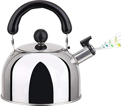 OOOFFFFFFFF Whistling Kettle for Gas Hob Teapot for Stovetop Whistling Kettle Stainless Steel Polished Teapot with Heat-Resistant Handle Induction Hob Kettle (Silver 3L) (Silver 4L)