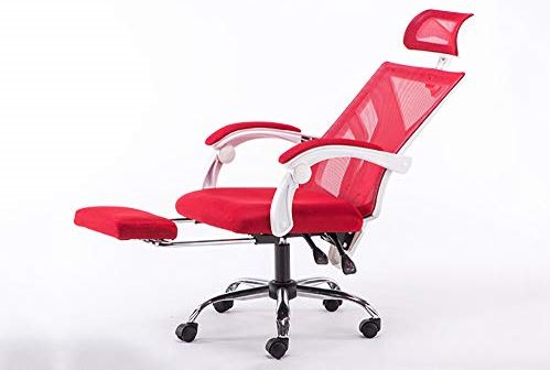 zjliudp Gaming stoel zwart en wit en grijs, racestoel, gaming stoel 360° rotatie/rustgevend cervicaal/heup/explosieveilige basis 90-155 ° verstelbare elastische ademende stof, bureau dhgo (rood)