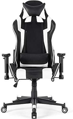 MRTYU-UY Gaming stoel Computer fauteuil Opklapbaar spel Competitieve stoelen 180° schommelen Zware verstelbare gaming stoel (Kleur: Wit, Maat: Eén maat) (Wit Eén maat)