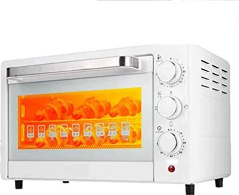 SUNWEIHAOA 22L Oven, Temperatuur Regelbaar 100-230? Cyclus Verwarming, Elektrische Oven Explosieveilige Glazen Deur Broodrooster Oven (Zwart) (Wit) Esthetisch En Praktisch