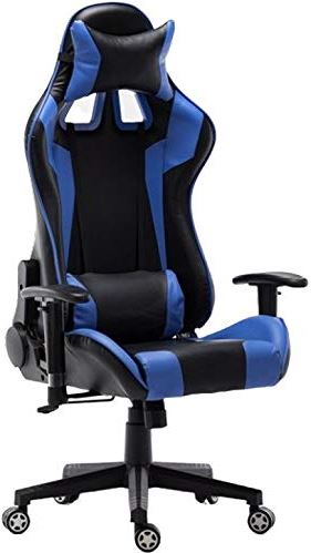 MRTYU-UY Gaming stoel Hoge rugleuning PU lederen computerstoel Thuiskantoorstoel Gaming Gaming stoel Ergonomische gamingstoel (Kleur: Roze, Maat: Zoals afgebeeld) (Blauw zoals afgebeeld)