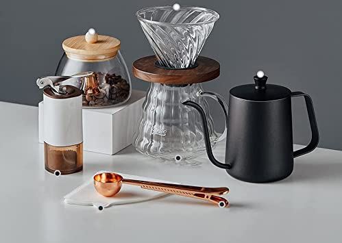RSTJ-Sjaop Overgietkoffiezetapparaat Kit | Kit bevat 21 oz zwanenhals waterkoker, koffiemolen en 18 oz koffie sealer | Geweldig alternatief voor een koffiezetapparaat,Set j
