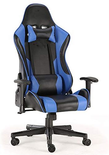 MRTYU-UY Gaming stoel Ergonomische hoge rugleuning PU lederen draaibare gaming stoel Eenvoudige bureaustoel Ergonomische gaming stoel (Kleur: Blauw, Maat: 122-132x60x50cm) (Blauw 122)