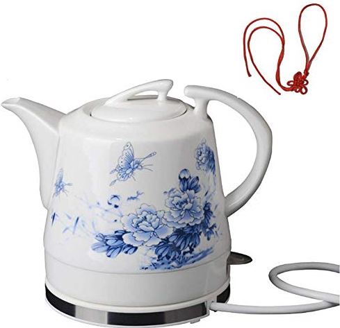 JHGF Keramische Waterkoker Draadloze Watertheepot, Theepot-Retro 1,2L-Kan, 1000 W Snel Water Voor Thee, Koffie, Soep, Havermout-Verwijderbare Basis, Automatische Uitschakeling, Droogkookbeveiligi