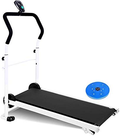 OOOFFFFFFFF Treadmills Adjustable Incline Fitness Exercise Cardio Jogging Treadmill Foldable Steel Frame Treadmills Small Mechanical Treadmill Suitable for Home Black