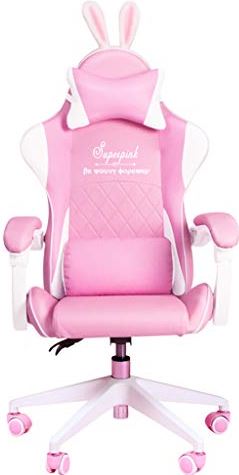 RTYUIO Gaming stoel Thuiscomputer stoel, verstelbare roze PU lederen bureaustoel, ergonomisch liggend ontwerp, geschikt voor thuishotels