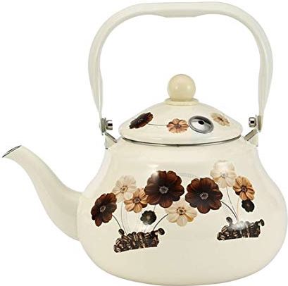 OOOFFFFFFFF Kettle Whistle Tea Kettle for Stove Top 2.5L Floral Enamel Teapot Induction Coffee Pot Can Be Used for Gas Gas Stove Induction Cooker Cream White Enamel Boiling Water (Size : 2.0L) (1.5L)