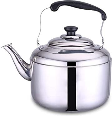 OOOFFFFFFFF Stainless Steel Whistling Kettle Ergonomic Heat-Resistant Handle Food Grade Tea Pot for Stovetops (4L) (5L)