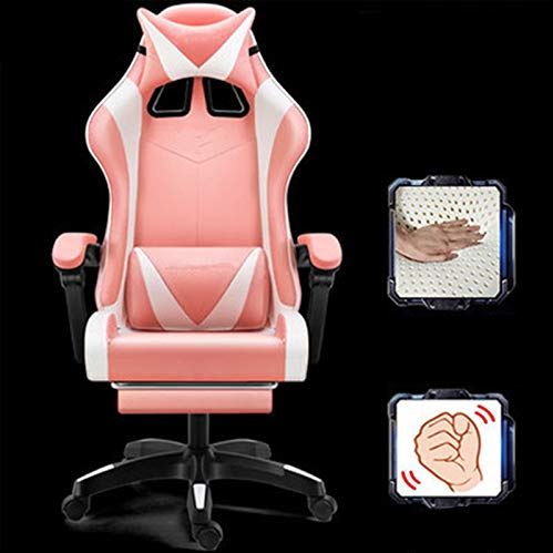 MRTYU-UY Gamingstoel Computerstoel Thuiskantoorstoel Gaming E-sportstoel Ergonomische ligfiets Race-racestoel Ergonomische gamingstoel (kleur: rood, maat: één maat) (roze één maat)