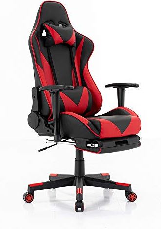 DFJU Gaming Chair Safe Duurzame bureaustoel Ergonomisch leer Comfortabele stoel voor gamecomputerstoelen (kleur: blauw) (rood)