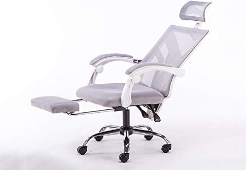 RTYUIO Gaming stoel zwart en wit en grijs, racestoel, gaming stoel 360 ° rotatie/rustgevende cervicale/heup/explosieveilige basis 90-155 ° verstelbare elastische ademende stof, bureau CiHAIR (wit)