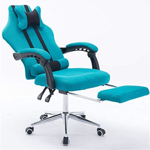MRTYU-UY Gamingstoel Computerstoel Thuiskantoorstoel Ergonomische fauteuil Voetsteun Draaistoel Mesh-gamingstoel Ergonomische gamingstoel (kleur: grijs, maat: één maat) (blauw één maat)