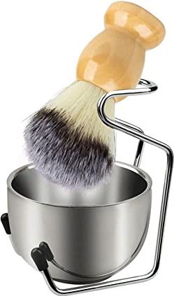QAQQQQFGG 3 in 1 Shaving Brush Set Shaving Bowl and Shaving Stand Shaving Brush Holder Portable Beauty Brush Tool for Men Perfect Travel Kit (Color : A)