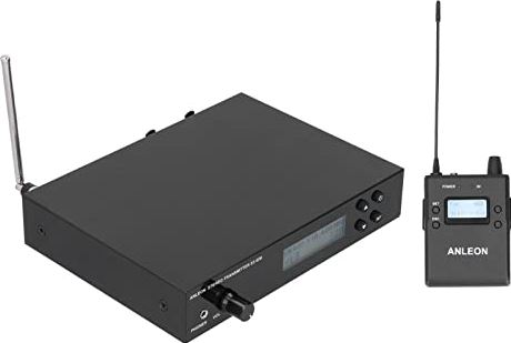 Xiuganpo Draadloos In-ear Monitorsysteem, 518-554MHz Oorretoursysteem 100M RF-verbindingsdekking In-ear Audiobewakingssysteem 90dB Metalen Zenderontvanger voor Elke Fase(EU)