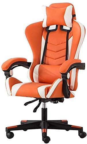 RTYUIO Bureaustoel Gaming CiHAIR voor volwassenen Hoge rugleuning PU-lederen gamestoel, uitvoerende bureaustoel Pc-gamingstoel Computerstoel Ligstoel (kleur: oranje) (oranje)