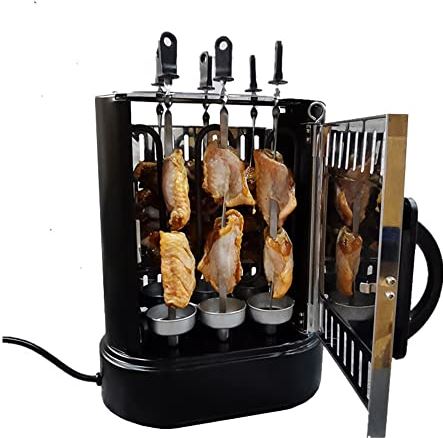 Eugieove Verticale Rotisserie Oven Grill met 6 vorken, Aanrecht Machine Kebab Elektrisch Fornuis Roterende Oven, Gemakkelijk te demonteren, voor Multiplayer Party