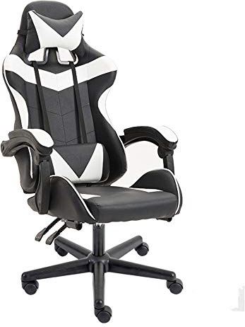 MRTYU-UY Gaming Chair Lederen Liggende Gaming Gaming Seat Bureaustoel Racing Chair Comfortabele Ergonomische Gaming Chair (Kleur: Geel, Maat: 125-133x70cm) (Wit 125)