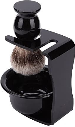 QAQQQQFGG 3 in 1 Shaving Soap Bowl Shaving Brush Shaving Stand Kit Men Beard Cleaning Tool Portable Beauty Brush Tool for Men Perfect Travel Kit (Color : Black)