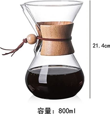 YINWEI Klassiek koffiezetapparaat giet over het koffiezetapparaat Glas koffiezetapparaat met houten handvat Pot filter roestvrij stalen drainer handleiding (Colore : 800ml coffee pot)