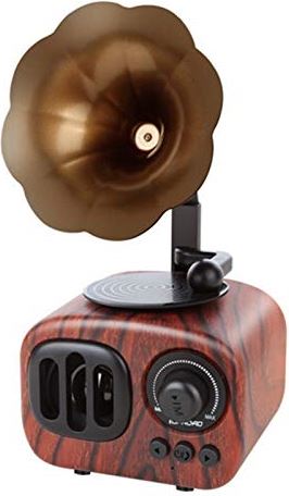 zoudelong21321 Bluetooth Speaker Retro Stijl Trompet Bluetooth Speaker Wireless Stereo subwoofer Music Box Houten luidsprekers met microfoon FM-radio Kan het overal gebruiken, luider zonder enige verv