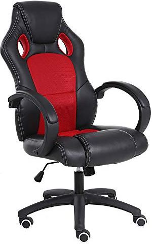 zjliudp Gaming stoel rood en zwart, racestoel, gaming stoel PU-stof dempen glad wiel 360 ° rotatie verstelbare explosieveilige basis, bureau dhgo (rood)